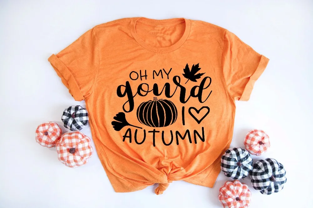 Мой Gourd колено с надписью I love Милая Осенняя осень футболка тыквы Графический