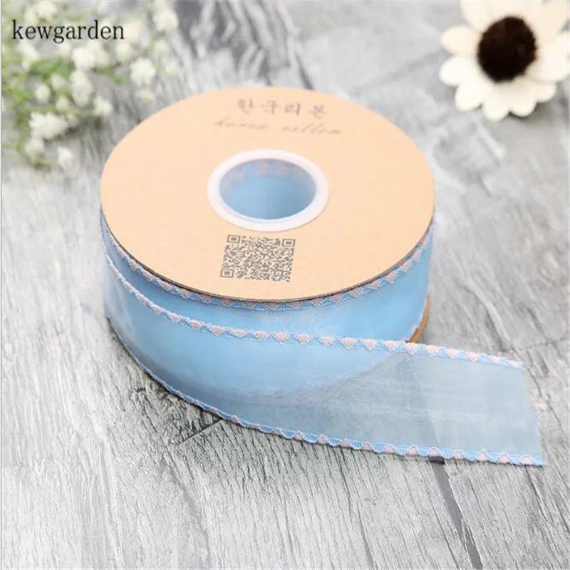 Kewgarden 15 мм 25 38 Цветные ленты из органзы DIY бант атласная лента вручную