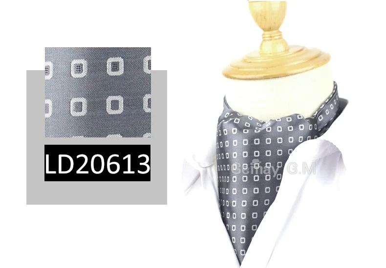 LD20613 Модный галстук Ascot для мужчин из полиэстера с цветочным узором, галстуки, Нежные мужские галстуки для свадьбы Ascot, синие галстуки - Цвет: LD20613