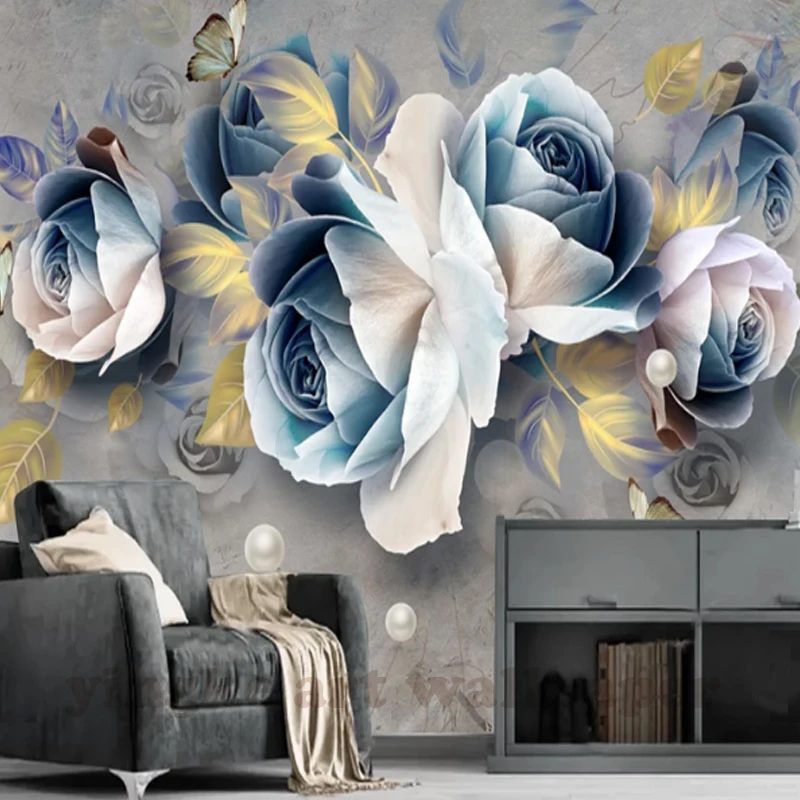 3d стереоскопические обои на заказ рельефные розы фотообои в стиле ретро