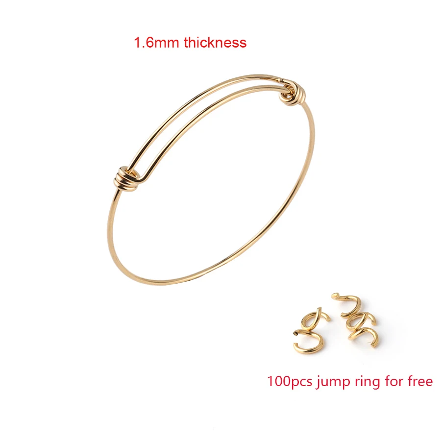 1.6mm gold color Fnixtar 1,8 мм 1,6 мм Толщина провод браслет Нержавеющая сталь расширяющийся кабель браслет ДЖАМП-Кольцо 55/60/66 мм 50 шт./лот - Окраска металла: 1.6mm gold color