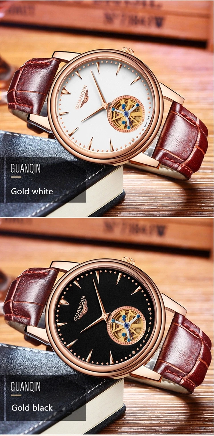 Мужские s часы лучший бренд класса люкс GUANQIN мужские часы спортивные Tourbillon автоматические механические кожаные Наручные часы GJ16048