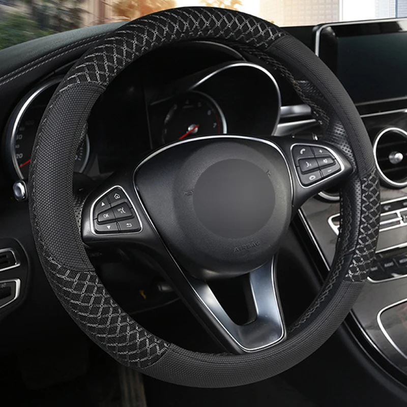 HuiER авто чехол рулевого колеса автомобиля Volant дышащая ткань 5 цветов Оплетка на