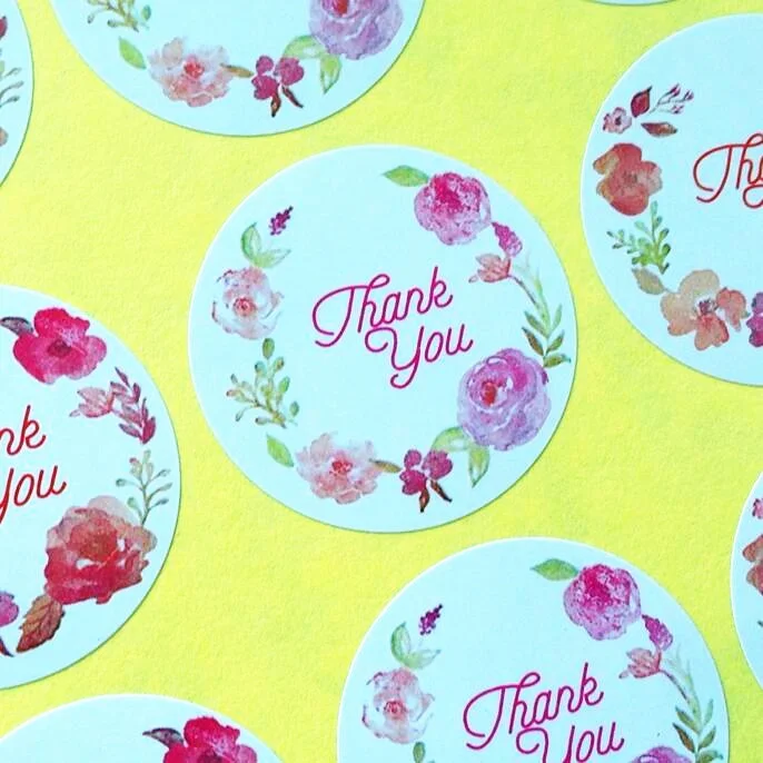 120 шт./лот клейкая бумага для выпечки в виде Розы с надписью Thank you наклейка из