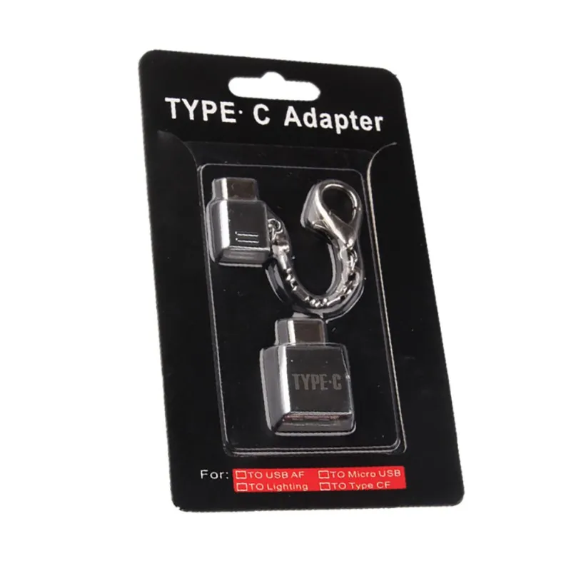 Zinc Alloy Key Chain Type-C Adapter Micro USB To Type C +USB OTG Converter For Samsung/Xiaomi/HuaWei/OnePlus Phones |