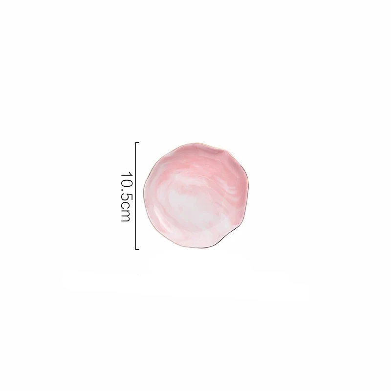 Pink-A Скандинавские мраморные гофрированные керамические конфеты фарфоровая тарелка десертная Фруктовая тарелка лоток для хранения ювелирных изделий Ожерелье Кольцо Серьги Дисплей лоток - Цвет: Pink-A