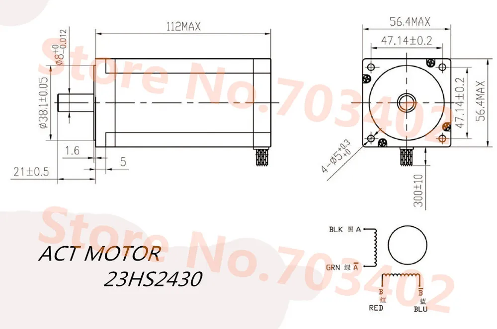 

ACT Motor 3PCS Nema23 Stepper Motor 23HS2430 Single Shaft 4-Lead 425oz-in 112mm 3.0A Bipolar 8mm-Diameter Milling Machine Cut