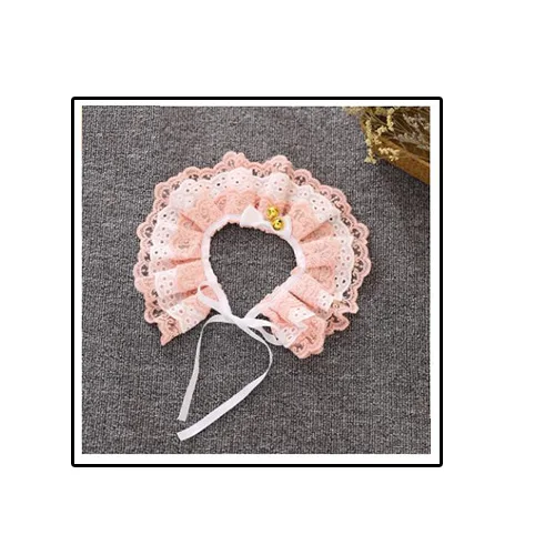 Lace pink Ошейник для питомца, Милая принцесса, Очаровательное ожерелье, регулируемый ремешок, декор для щенка с маленьким колокольчиком, кружевные нагрудники, аксессуары, горячая распродажа - Цвет: Lace pink