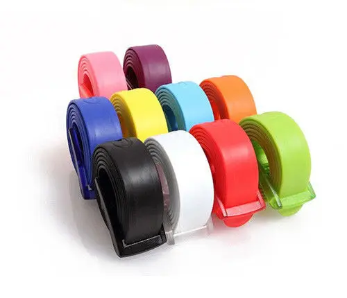New Designe Silicone Belts Men High Quality Belts For Women Rubber Leather Smooth Buckle Belts For Women Men