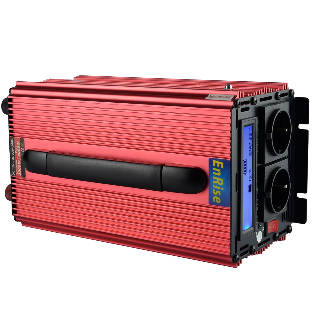 Enrise 4000 Вт/2000 Вт ЖК дисплей инвертор 12 В до 220 230 ЕС Plug 50 Гц для домашнего