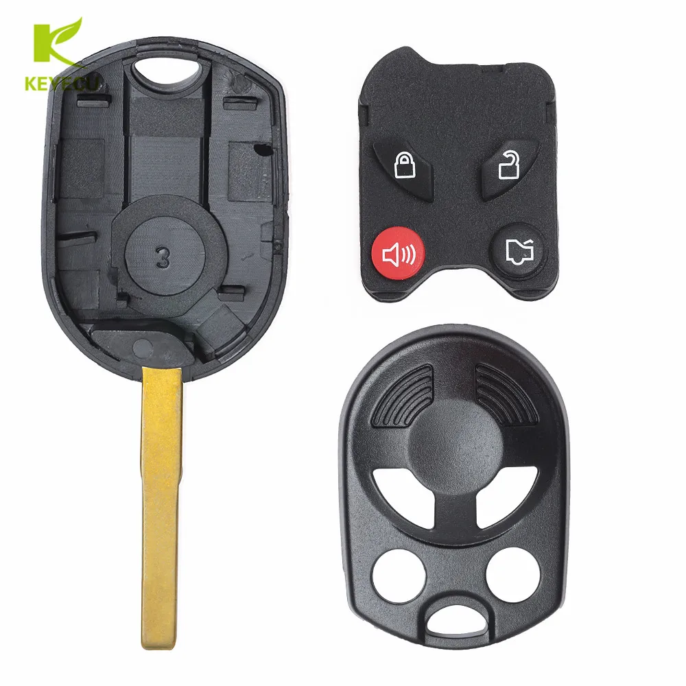 KEYECU Замена новый 3 + 1 кнопка Uncut дистанционного ключа оболочки чехол Fob для Ford Escape C
