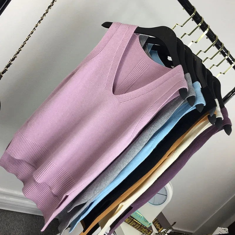 Neploe Autumn New Knitted Sweater Female Korean Loose V neck Sleeveless Preppy Style Wild Fashion Knitwear 65826 | Женская одежда