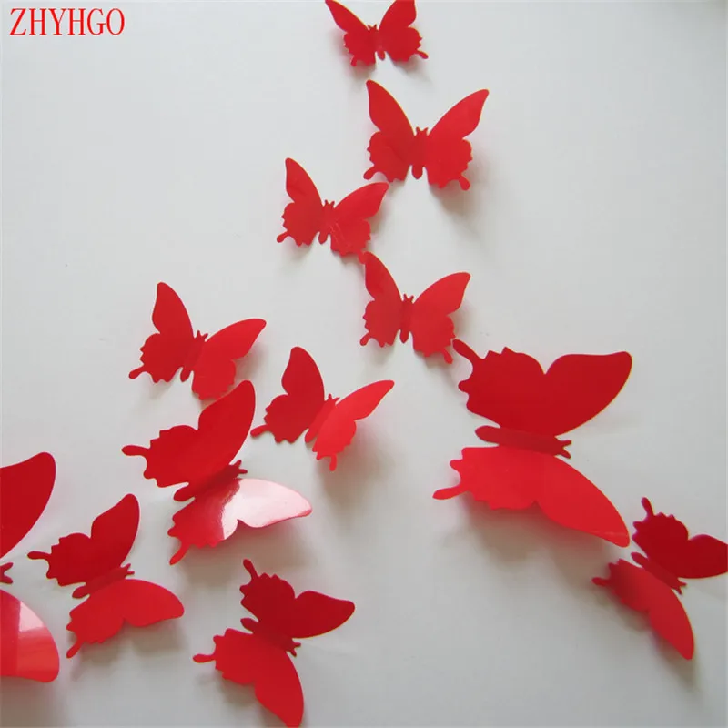 ZHYHGO 12pcs 3D Simple DIY butterflies for decorat Children's Room wall Stickers Wedding Living room Fridge Kitchen | Дом и сад