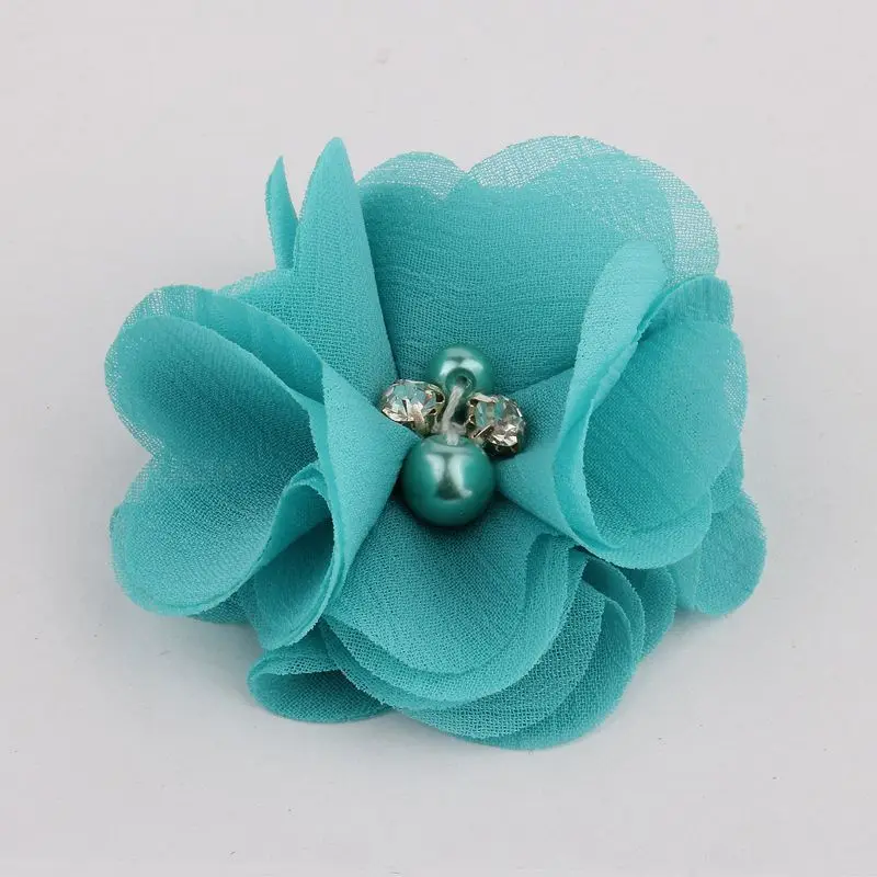 Turquoise 10 шт. " 35 цветов мини ткань шифон в цветочек для свадебного приглашения искусственные цветы для украшения платья - Цвет: Turquoise