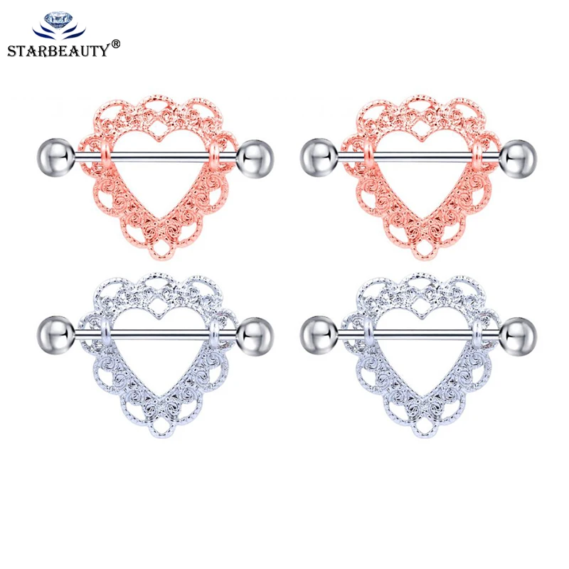 Starbeauty,, 2 шт., хирургическая сталь, кружево, ниппель, щит, пирсинг, розовое золото, кольца для сосков, ювелирные изделия для тела, хороший друг, подарок