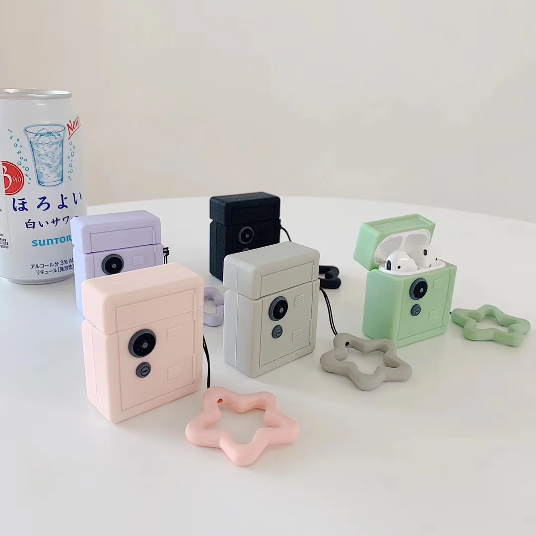 Earphone Case For Airpods 2 Case Silicone Bear Cat Pig Cartoon Headphones Cover For Apple Air pods 1 Case For Earpods Key ring