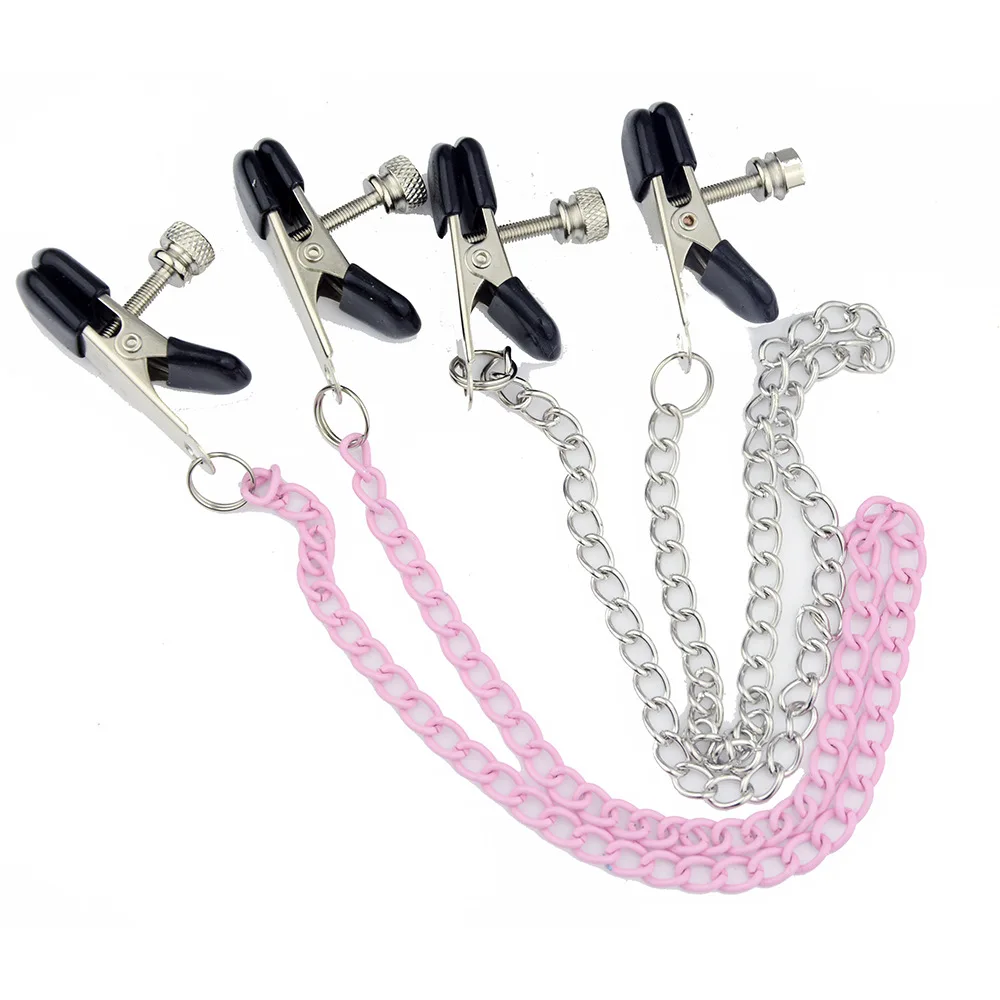 Женские металлические милые розовые серебряные цепи зажимы для сосков фетиш