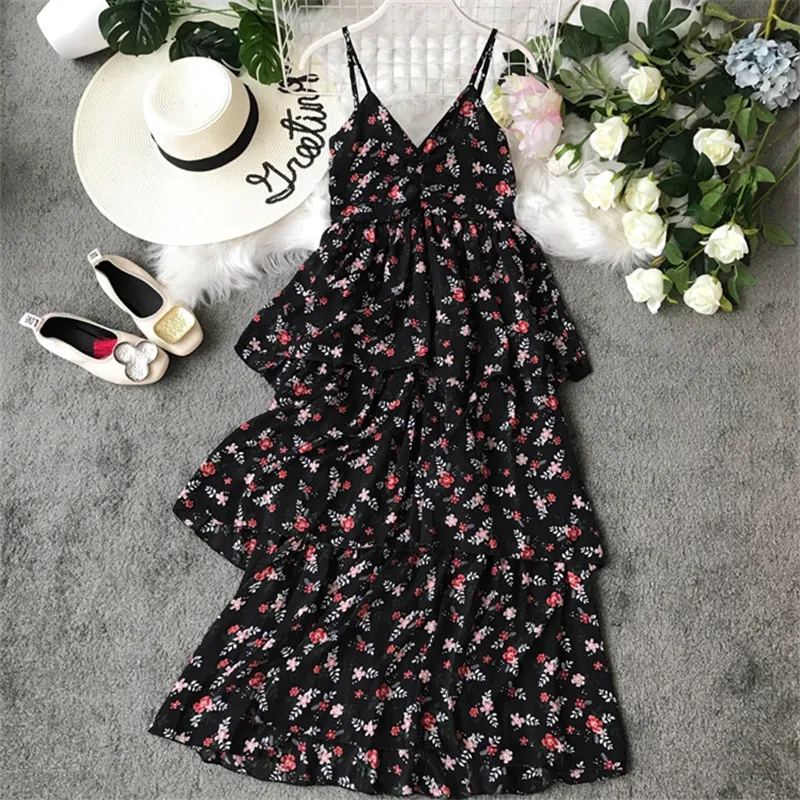 Летнее Длинное платье Вечерние Пляжные наряды V образным вырезом Открытое без