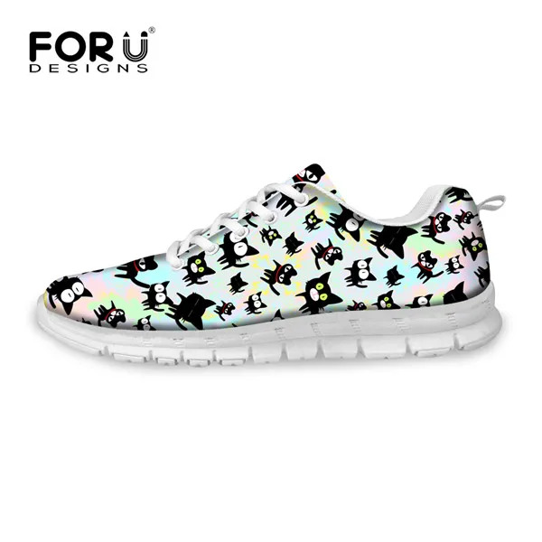 CC3283AQ FORUDESIGNS/повседневные женские кроссовки года с милым животным принтом кота; Женская легкая плоская обувь для отдыха; женская обувь на плоской подошве; zapatos mujer - Цвет: CC3283AQ