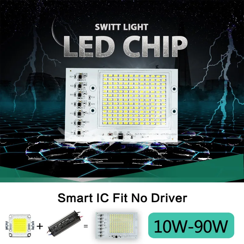 Светодиодный чип 10 Вт 20 30 50 90 240 В 220 Smart IC Светодиодная лампа драйвер Бесплатная