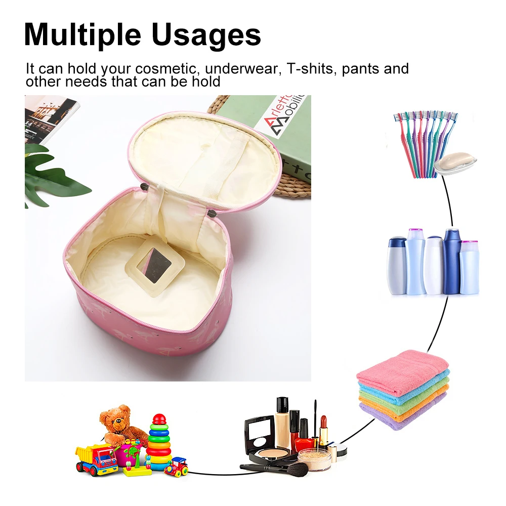 1 шт. портативная дорожная косметичка Фламинго из искусственной кожи косметички