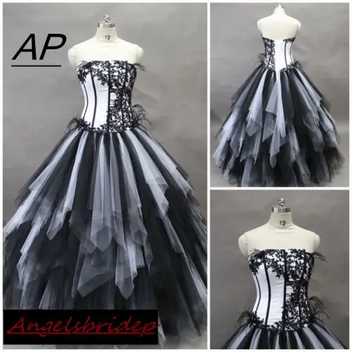 ANGELSBRIDEP Vestido Quinceaneras 2021 бальное платье черно-белое с фатином кисточками
