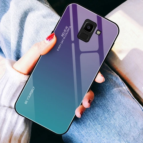 3 Градиентный телефонный чехол для samsung Galaxy S9 S8Plus Note 9 8 J6 J4 Plus A50S A7 A8 A6 A750 A30 закаленное Стекло чехол в виде ракушки - Цвет: 3