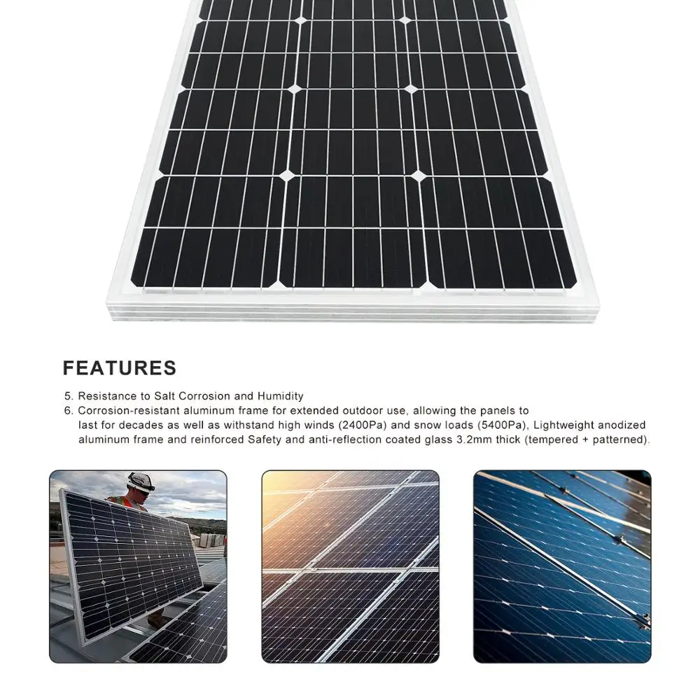 ECO-WORTHY 10*100 ватт 12В подойдет как для повседневной носки, так Панели солнечные решетки Мощность Зарядное устройство на колесах дома лодка