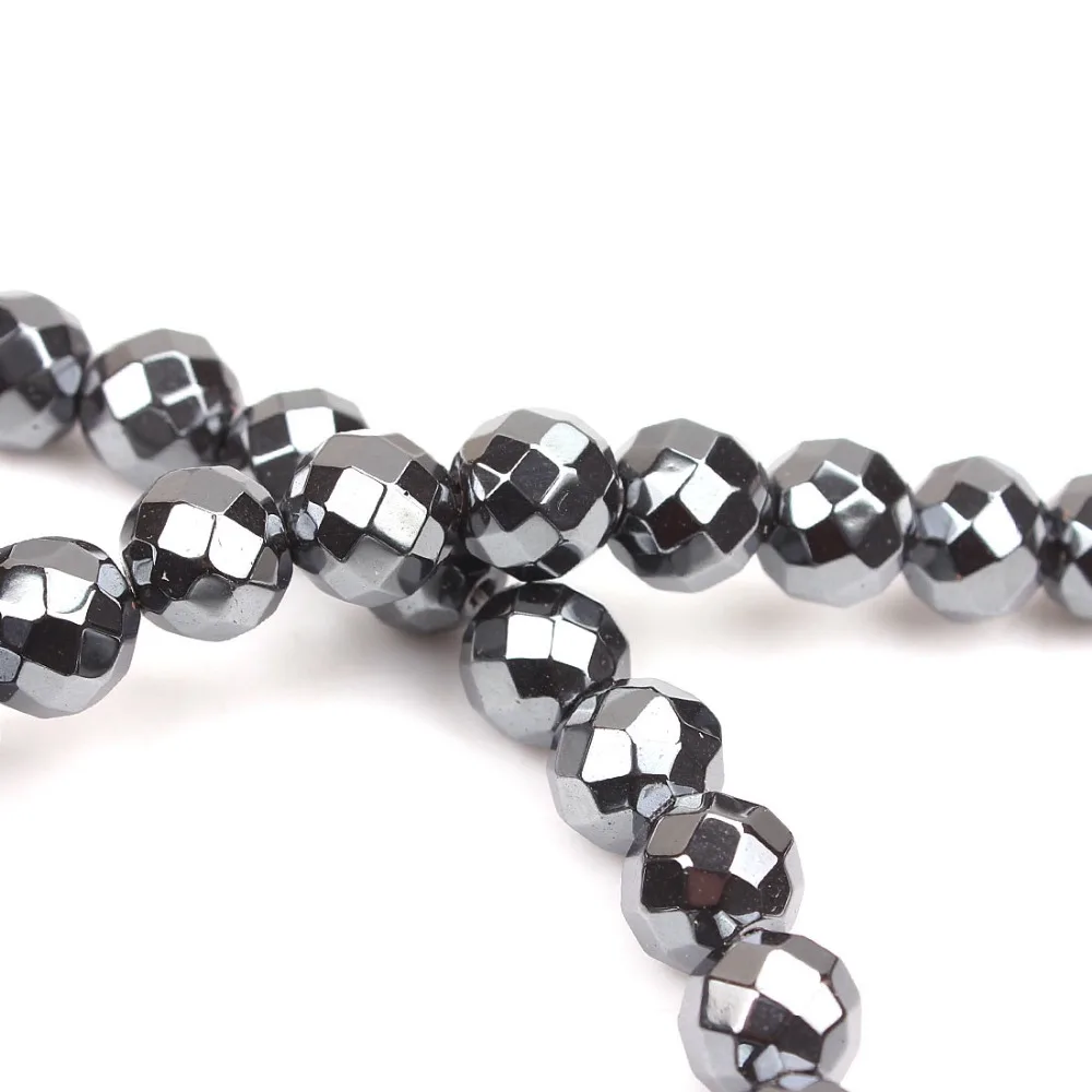 

MEIBEADS 54pcs/strand Gorgeous Natural Silver Plated Hematite Faceted Round Loose Beads for Jewelry Making