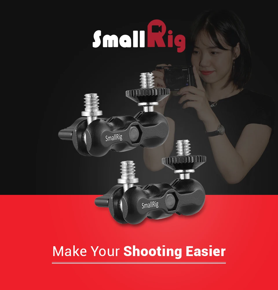 SmallRig 2 шт. DSLR камера Rig светильник вес мини шаровая Головка с 1/4 резьбой для видеомонитора, светодиодный светильник поддержка 2158