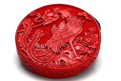 

Chinese Traditional Technology Red Lacquerware Phoenix Jewelry Box