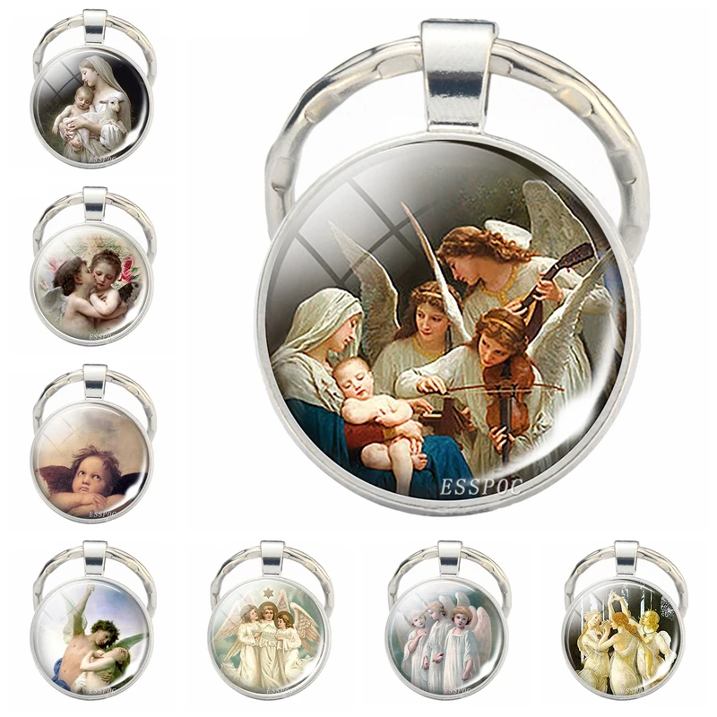 Цепочка для ключей с ангелами и изображением Девы Марии|Брелоки| |