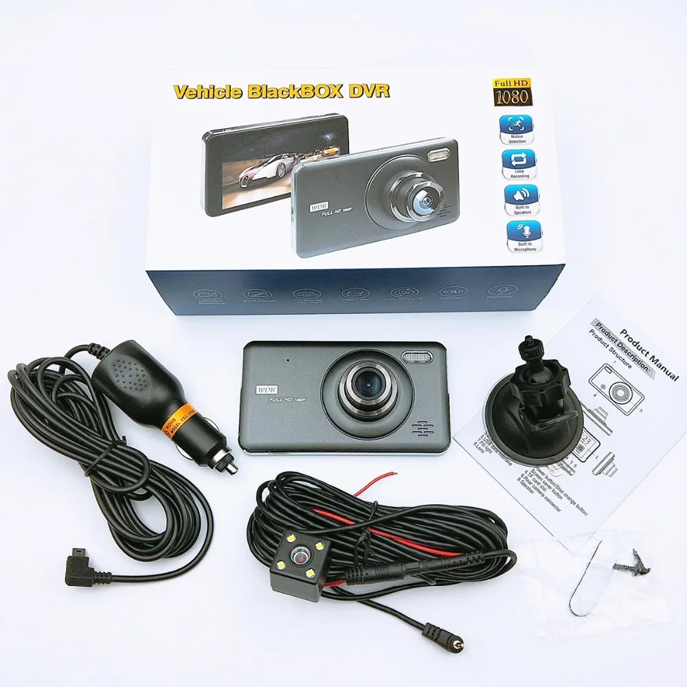 RDVR 4 &quotдвойной объектив Автомобильный видеорегистратор FHD 1080P приборная панель