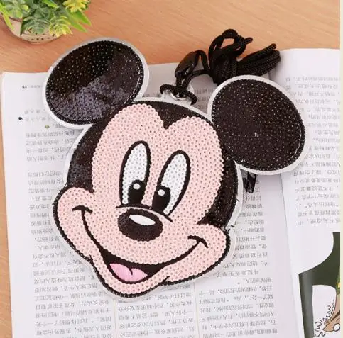 mickey 1 шт. милый Микки Минни и Дональд монета и карты сумка Мягкие Плюшевые Kawaii с блестками кошелек для детей Chritsmas Подарки - Цвет: mickey
