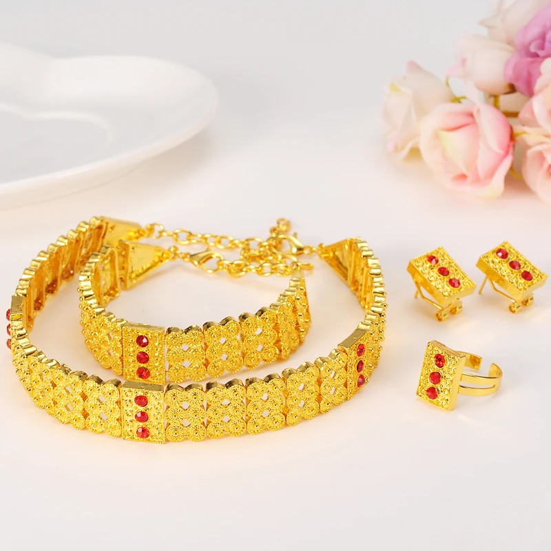 Комплект из колье серёг кольца и браслета с надписью GF|ethiopian jewelry set|wedding setethiopian |