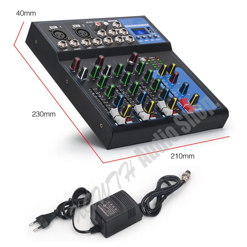 Микшер 4 канала аудио микшер с Bluetooth USB 48 В фантомное питание для записи DJ сцены караоке музыка аудио микшерный пульт