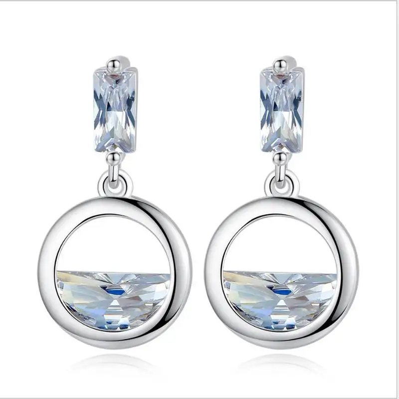 

Everoyal Top Quality Silver 925 Girls Drop Earrings For Women Jewelry Charm Crystal Ocean Earrings Girls Lady Party Accessories