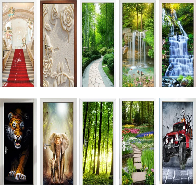 3D наклейка на дверь Настенная Наклейка Настенные обои плакат самоклеящаяся