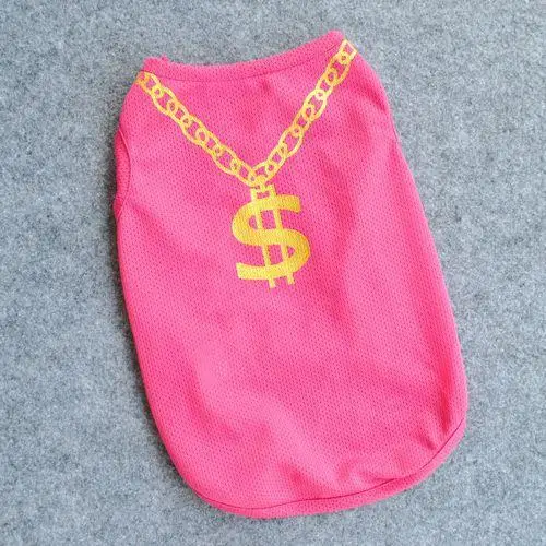 Летние сетчатые жилеты для собак в американском стиле на долларах США розовая
