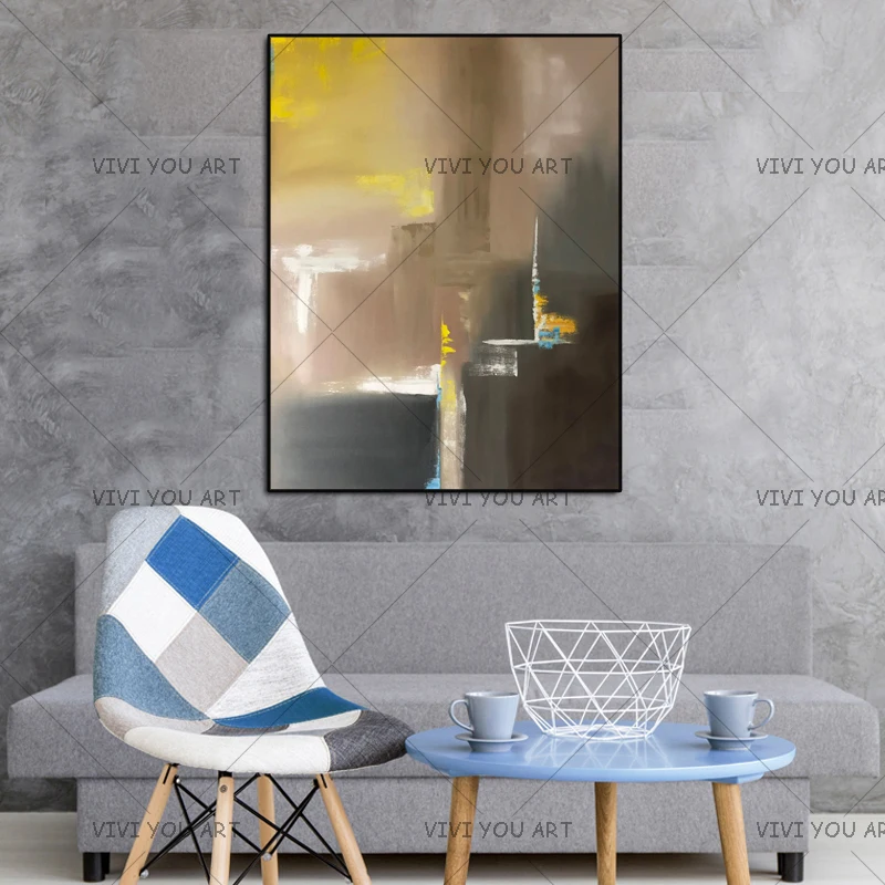 Большие Масляные картины оригинал Современное абстрактное искусство белый