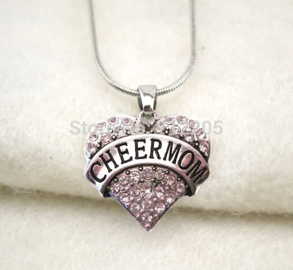 Ожерелье с подвеской в форме сердца CHEERMOM родиевым покрытием и змеиной цепочкой