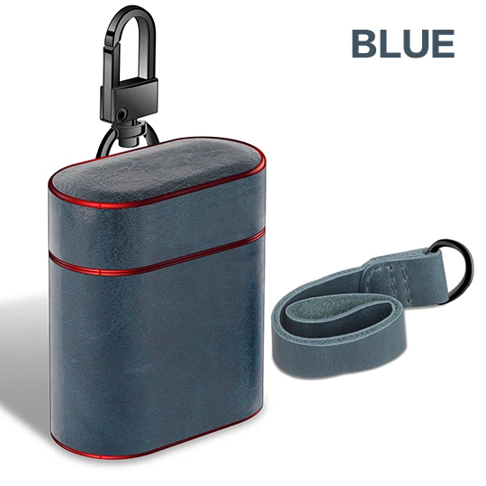 Blue Кожаный чехол, защитный чехол для airpods, чехол для Apple, наушники для Aidpods, аксессуары, Earpods, чехол, коробка для хранения наушников, милый - Цвет: Blue