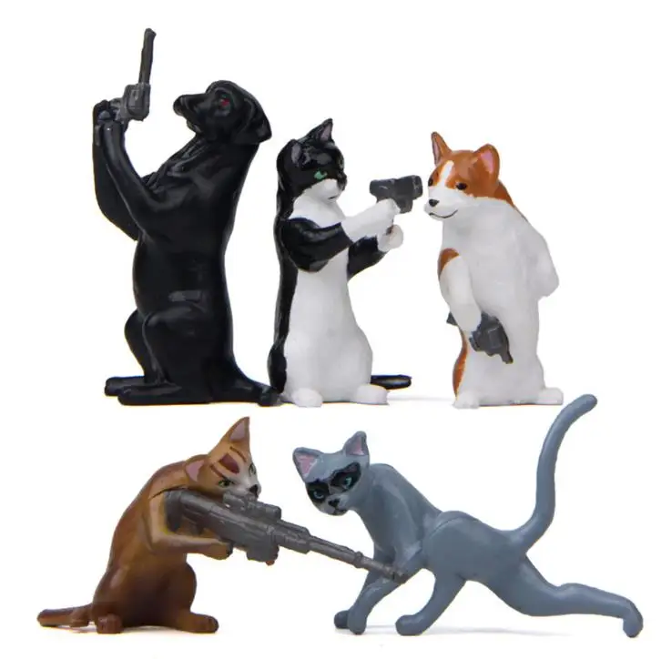 5pcs/set new Super Cute Cartoon dog cat Micro landscape decor collectors action figure toys for kids gift | Игрушки и хобби