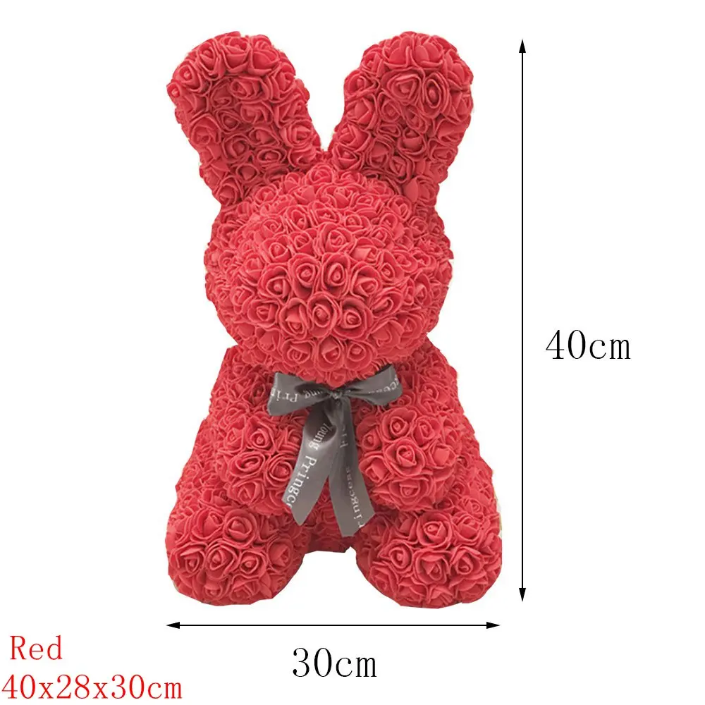 40x28cm Rabbit RED Свадебная вечеринка, любовь ко Дню Святого Валентина, роза, ПЭ пена, медведь, собака, кролик, пена, куклы, искусственные розы, цветы, Романтичный подарок на Рождество, год - Цвет: 40x28cm Rabbit RED
