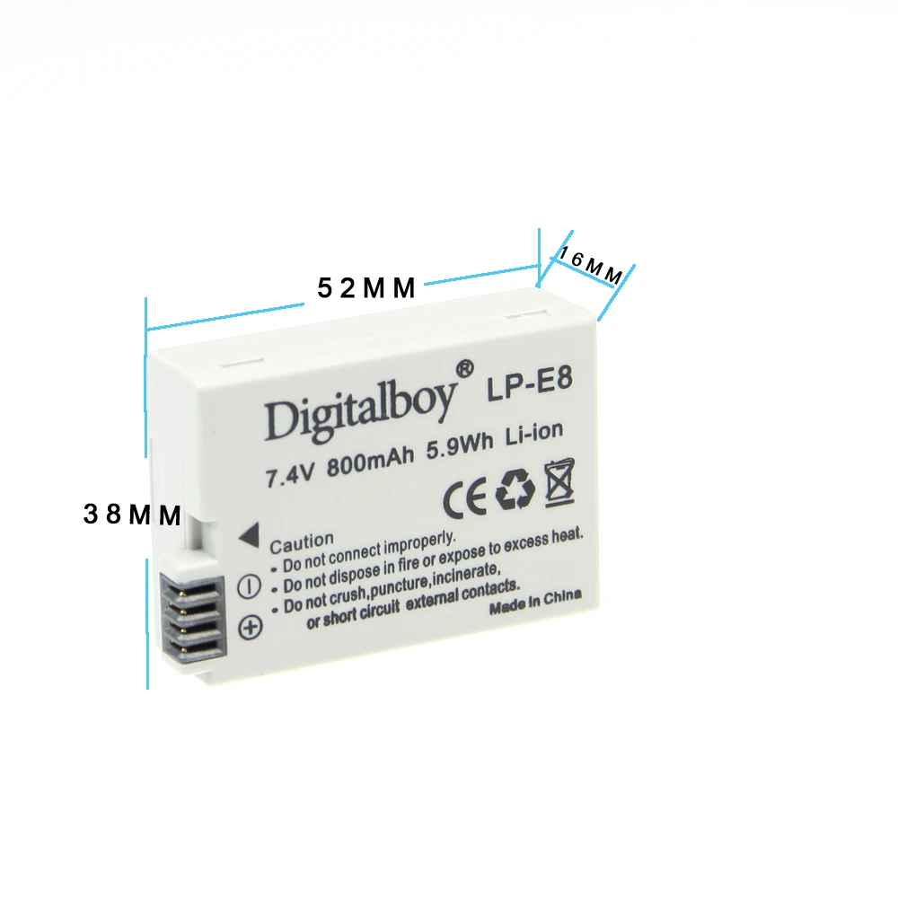 Digital Boy 1 шт Батарея LP-E8 LP E8 LPE8 Перезаряжаемые камеры для Canon 550D 600D bateria высокое