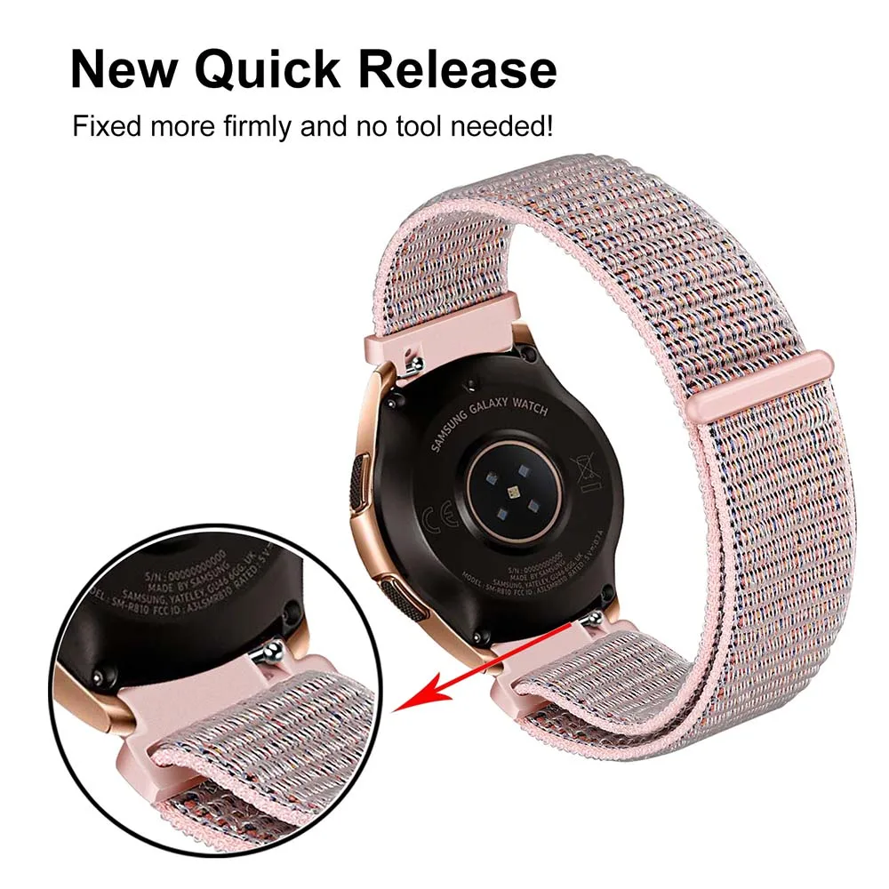 20 мм нейлоновый ремешок для часов samsung Galaxy Watch 42 мм/Active 2 40 мм 44 мм/gear Sport/S2 классический ремешок для женщин и мужчин