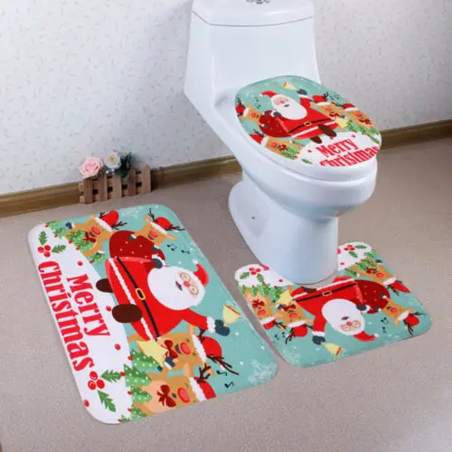 3 шт. новогодний декоративный коврик для унитаза|Наборы аксессуаров ванной| |