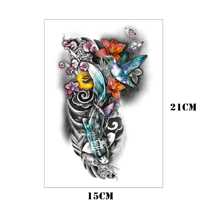 Magpie Koi временная татуировка наклейка 15*21 см флэш тату s водонепроницаемая мнимый