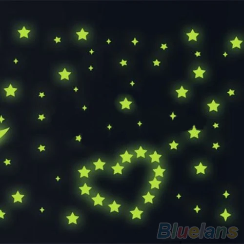 100x светится в темноте пластиковые настенные наклейки Декор для дома детской