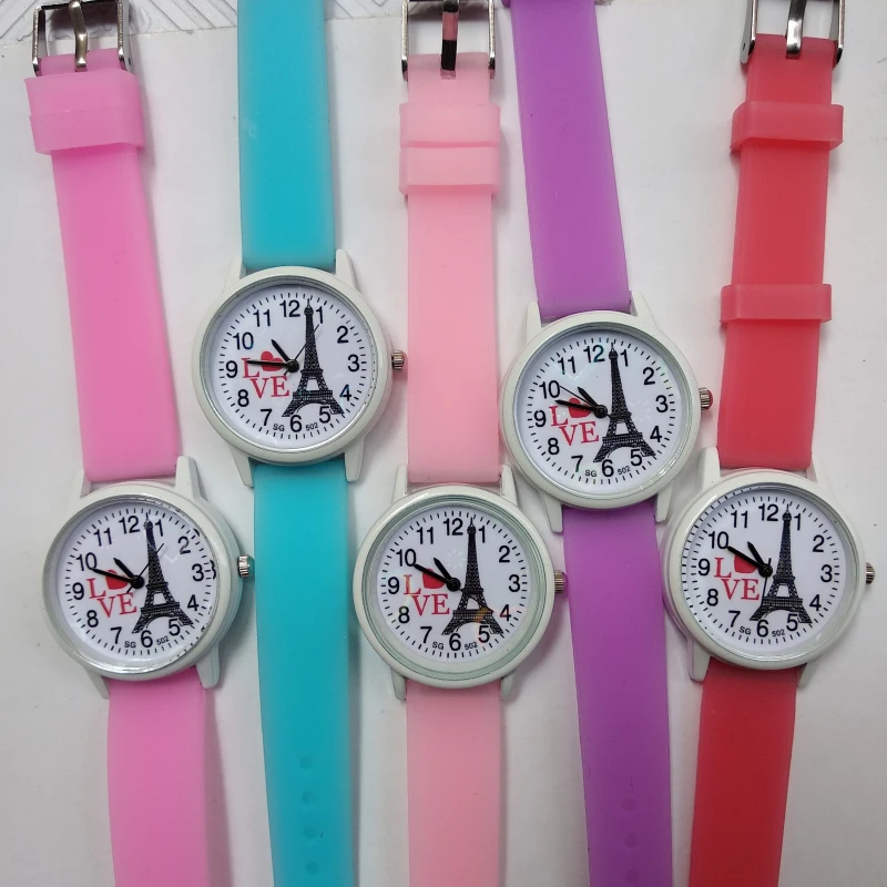 Низкая цена хорошее качество женские часы Парижская башня детские в форме сердца